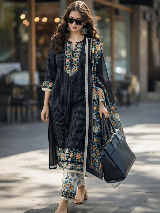 Handcrafted Woven Cotton Kurta Set